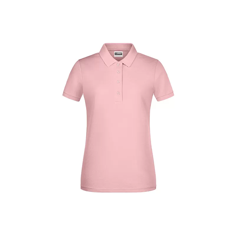 Polo femme classique en coton biologique, col polo, manches courtes, 180 g/m²