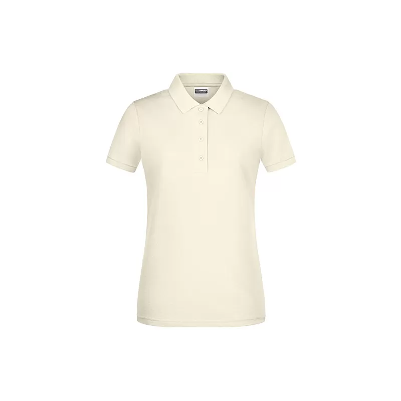 Polo femme classique en coton biologique, col polo, manches courtes, 180 g/m²