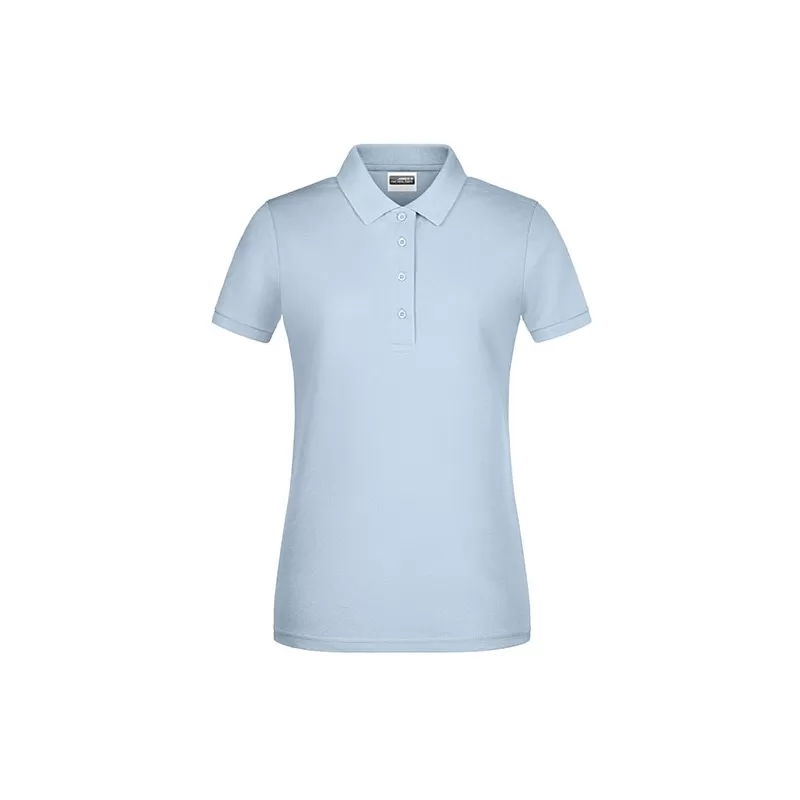 Polo femme classique en coton biologique, col polo, manches courtes, 180 g/m²