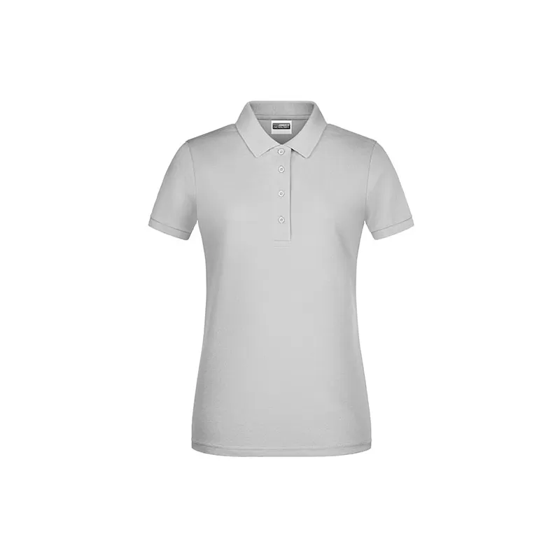 Polo femme classique en coton biologique, col polo, manches courtes, 180 g/m²