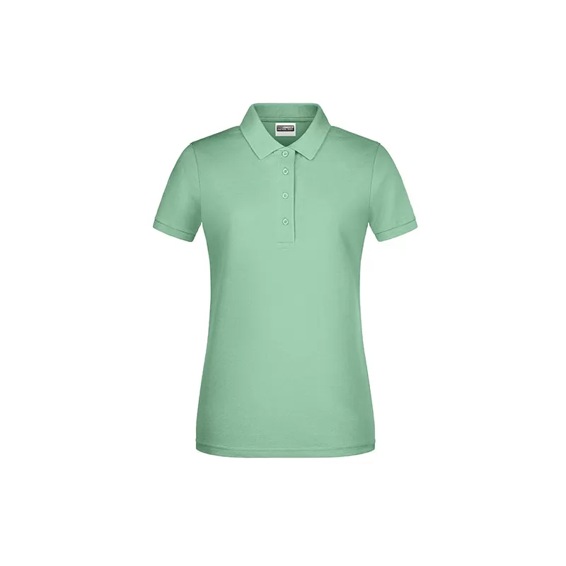 Polo femme classique en coton biologique, col polo, manches courtes, 180 g/m²