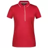Polo femme à rayures contrastées en coton, coupe cintrée, 240 g/m²