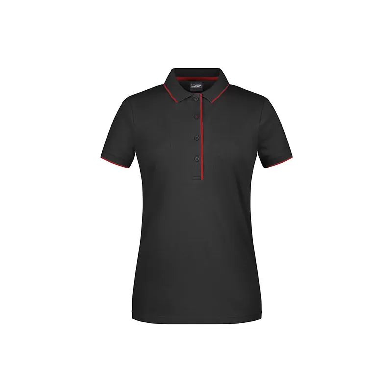 Polo femme à rayures contrastées en coton, coupe cintrée, 240 g/m²