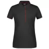 Polo femme à rayures contrastées en coton, coupe cintrée, 240 g/m²
