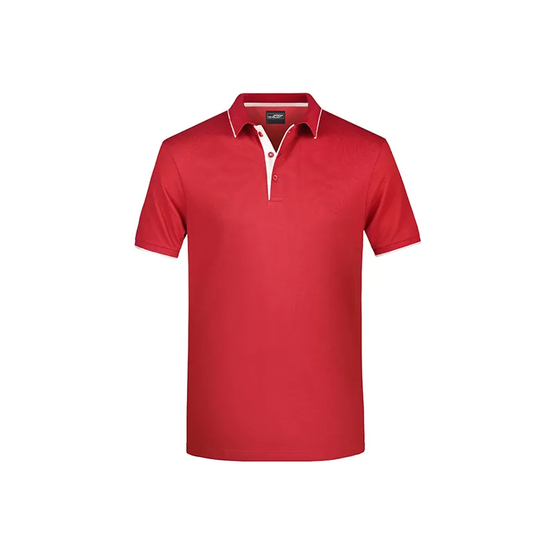 Polo homme à rayures contrastées en coton, coupe droite, 240 g/m²