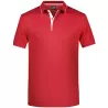Polo homme à rayures contrastées en coton, coupe droite, 240 g/m²