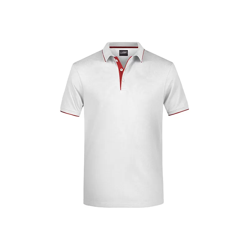 Polo homme à rayures contrastées en coton, coupe droite, 240 g/m²