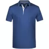 Polo homme à rayures contrastées en coton, coupe droite, 240 g/m²