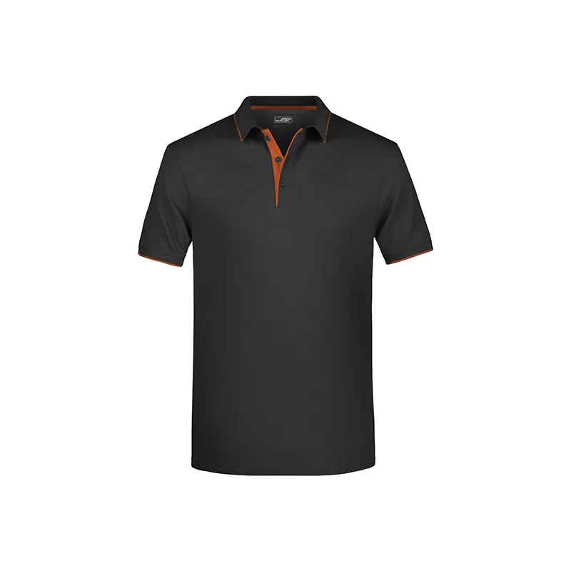 Polo homme à rayures contrastées en coton, coupe droite, 240 g/m²