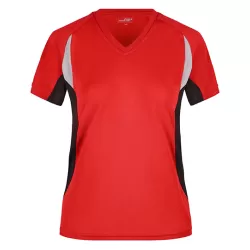 T-shirt femme Running TOPCOOL polyester empiècements contrastés réfléchissant OEKO-TEX, 140 g/m²