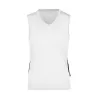 Débardeur femme de course col V, bicolore, léger et respirant en polyester, 140 g/m²