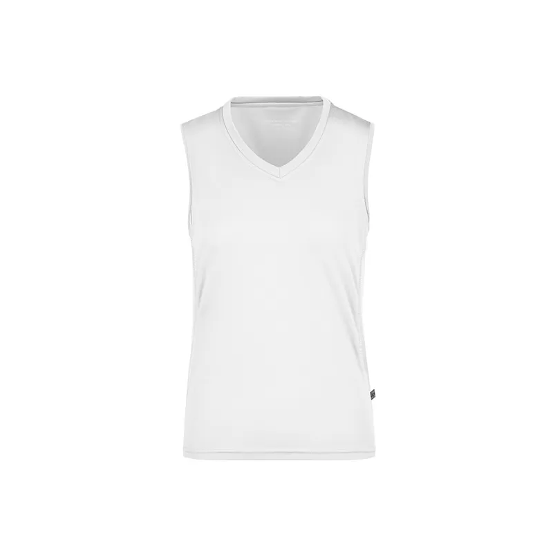 Débardeur femme de course col V, bicolore, léger et respirant en polyester, 140 g/m²