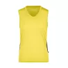 Débardeur femme de course col V, bicolore, léger et respirant en polyester, 140 g/m²