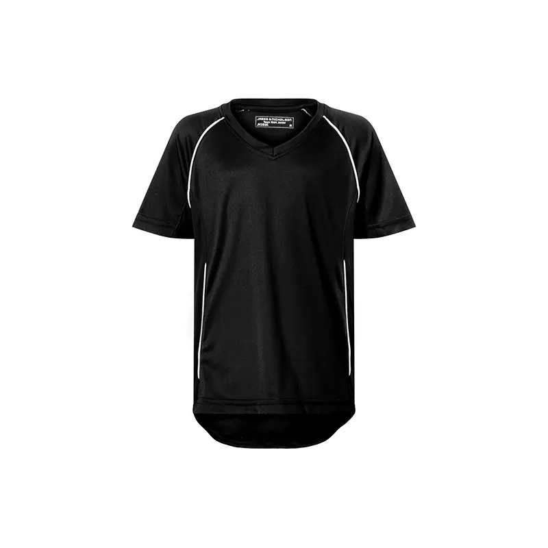 Maillot enfant Junior Team Shirt polyester col V passepoil sport collectif, 135 g/m²