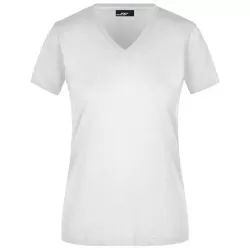 T-shirt femme Slim Fit col V coton peigné ring-spun cintrée OEKO-TEX, 160 g/m²
