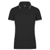 Polo femme fashion stretch en coton, col et manches à rayures, 190 g/m²