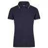 Polo femme fashion stretch en coton, col et manches à rayures, 190 g/m²