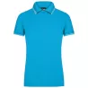 Polo femme fashion stretch en coton, col et manches à rayures, 190 g/m²