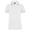 Polo femme fashion stretch en coton, col et manches à rayures, 190 g/m²