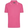 Polo homme fashion stretch en coton, col et manches à rayures, 190 g/m²