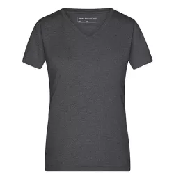 T-shirt femme Heather chiné col V polyester coton mélange tendance, 170 g/m²