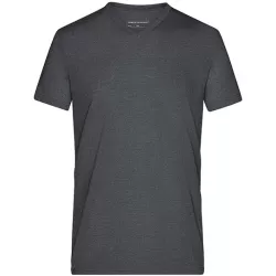 T-shirt homme Heather chiné col V polyester coton mélange tendance, 170 g/m²