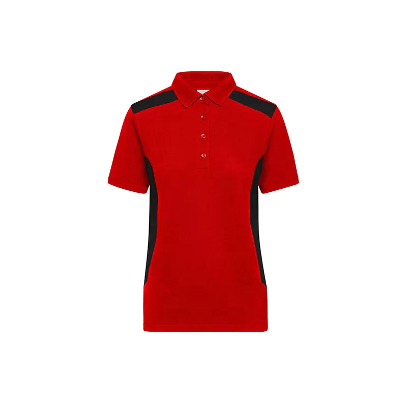 Polo de travail femme durable coton et polyester, empiècements contrastés, 200 g/m²