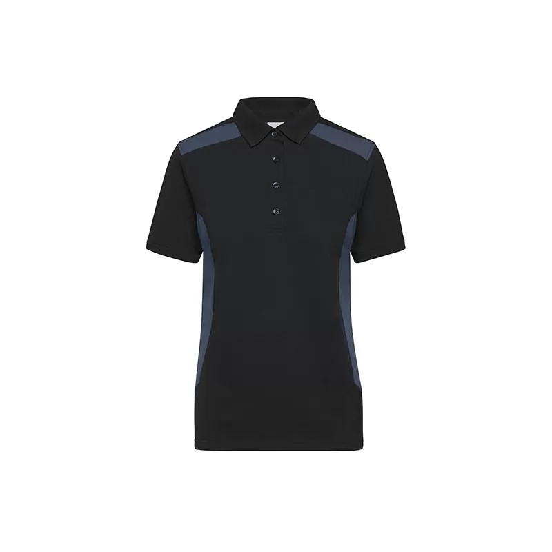 Polo de travail femme durable coton et polyester, empiècements contrastés, 200 g/m²