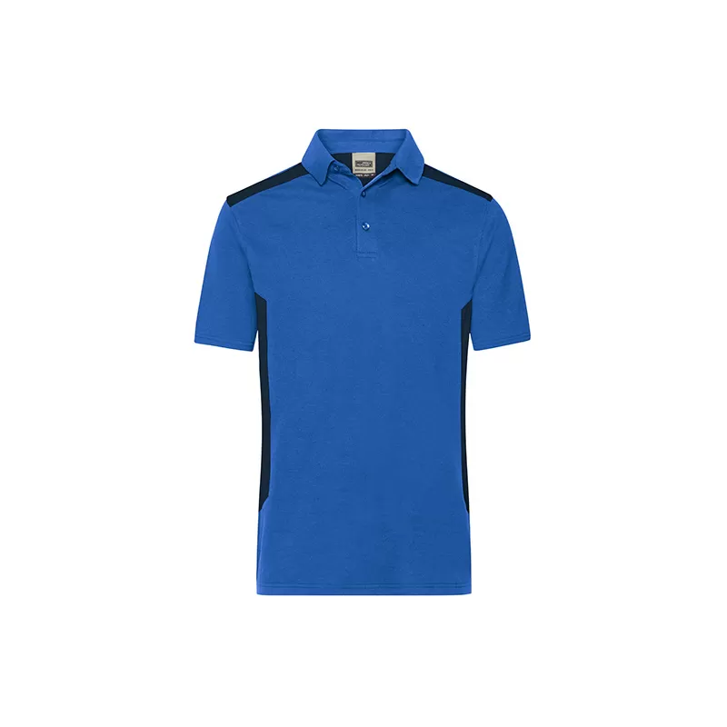 Polo de travail homme durable coton et polyester, empiècements contrastés, 200 g/m²