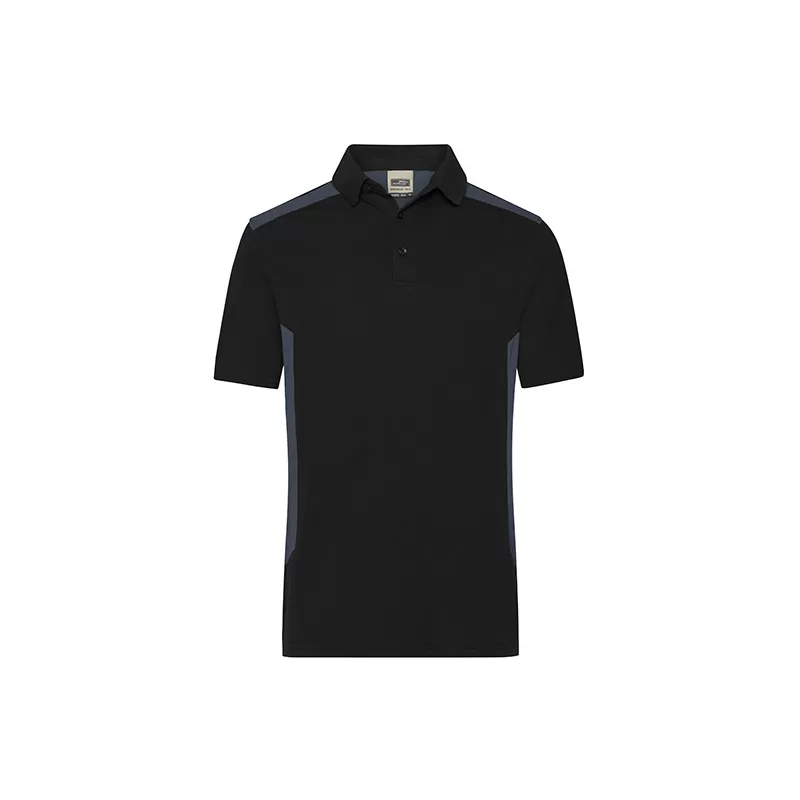 Polo de travail homme durable coton et polyester, empiècements contrastés, 200 g/m²