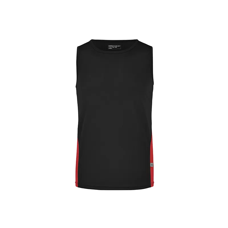 Débardeur homme de course bicolore, léger et respirant en polyester, 140 g/m²
