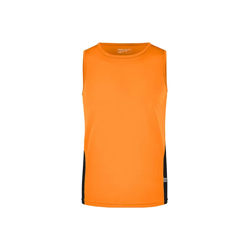 Débardeur homme de course bicolore, léger et respirant en polyester, 140 g/m²