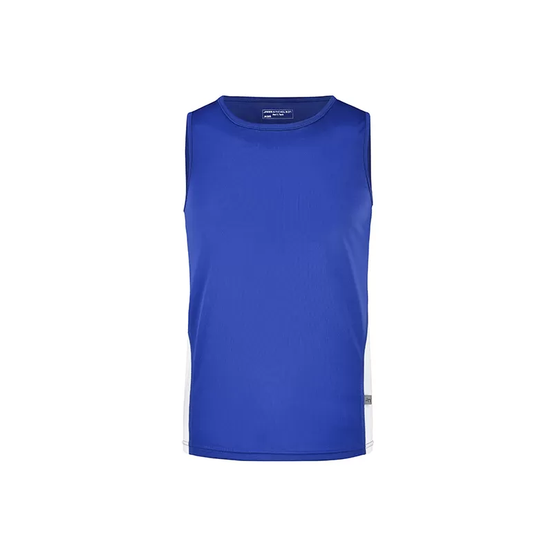 Débardeur homme de course bicolore, léger et respirant en polyester, 140 g/m²