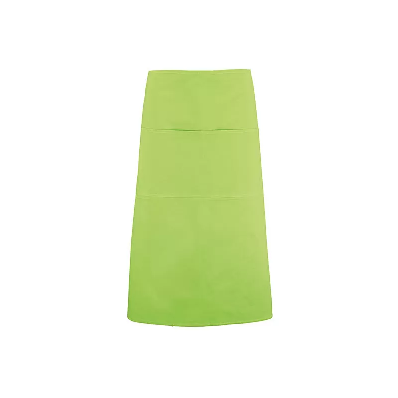 Tablier long, double poche au centre, en coton twill lavable à 60°C, 280 g/m²
