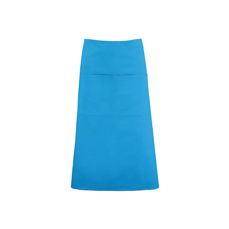 Tablier long, double poche au centre, en coton twill lavable à 60°C, 280 g/m²