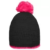 Bonnet Pompon Hat rayé contrasté acrylique doublé polaire hiver sport tendance