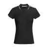 Polo technique femme bicolore manches courtes en polyester recyclé antibactérien, 140 g/m²