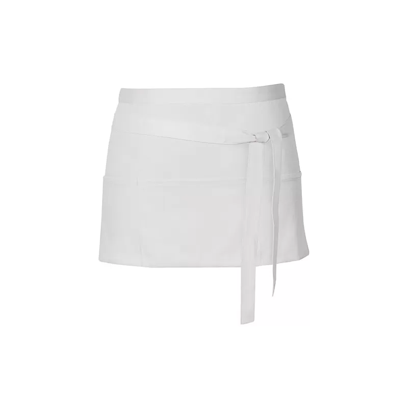 Tablier de cuisine court en coton sergé avec grande poche avant, 200 g/m²