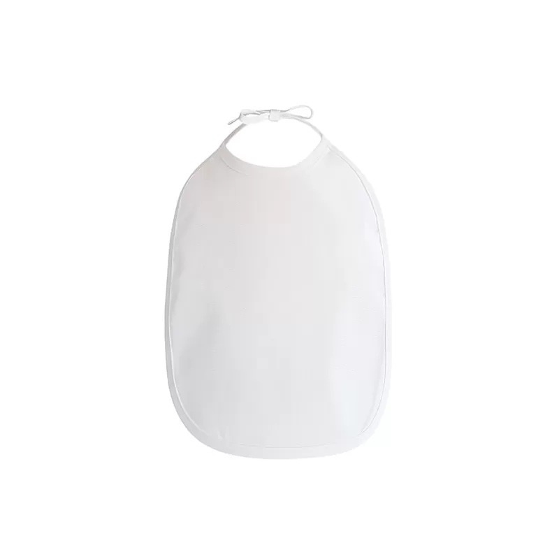 Bavoir bébé polyester avec finition passepoil, fermeture cordon, 240 g/m²