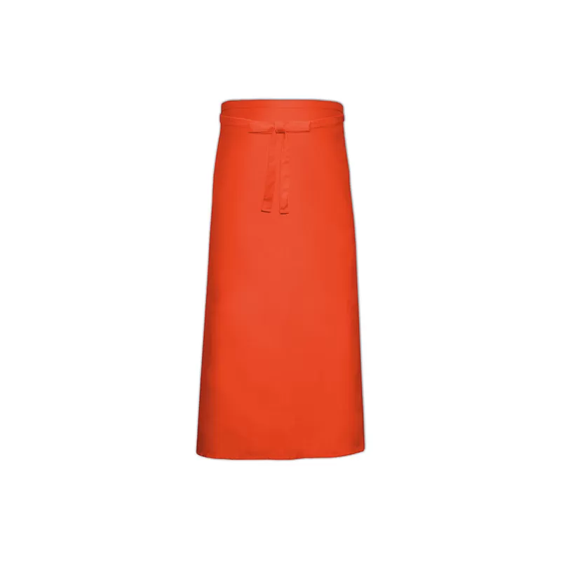Tablier de bistro long sans poche en polycoton sergé, 240 g/m²