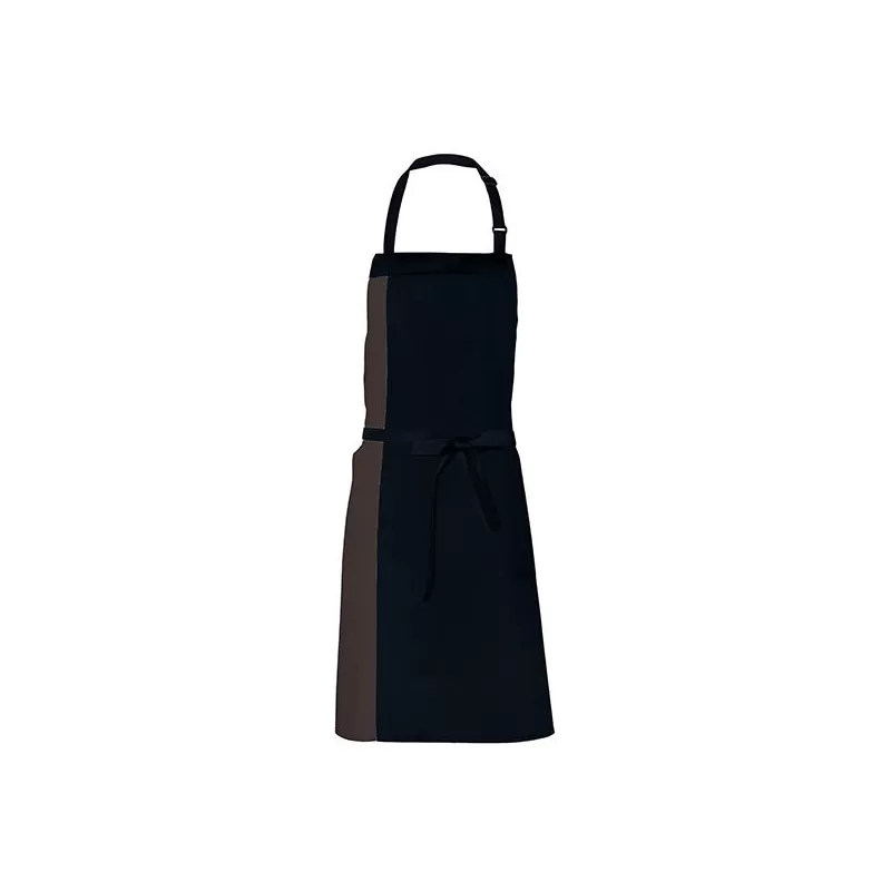 Tablier de cuisine bicolore à bavette avec deux poches latérales, 200 g/m²