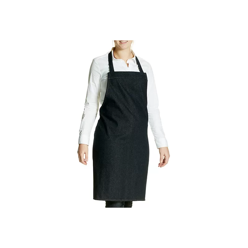 Tablier à bavette en jean avec points de tension renforcés, 300 g/m²