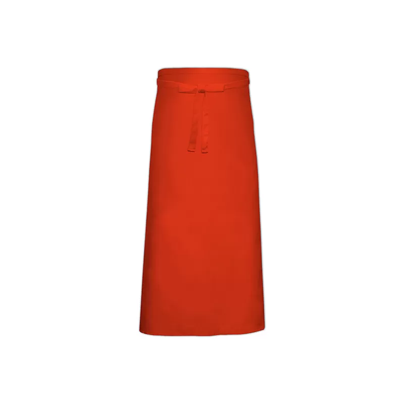 Tablier de bistro long sans poche fabriqué en Europe en polycoton sergé, 240 g/m²