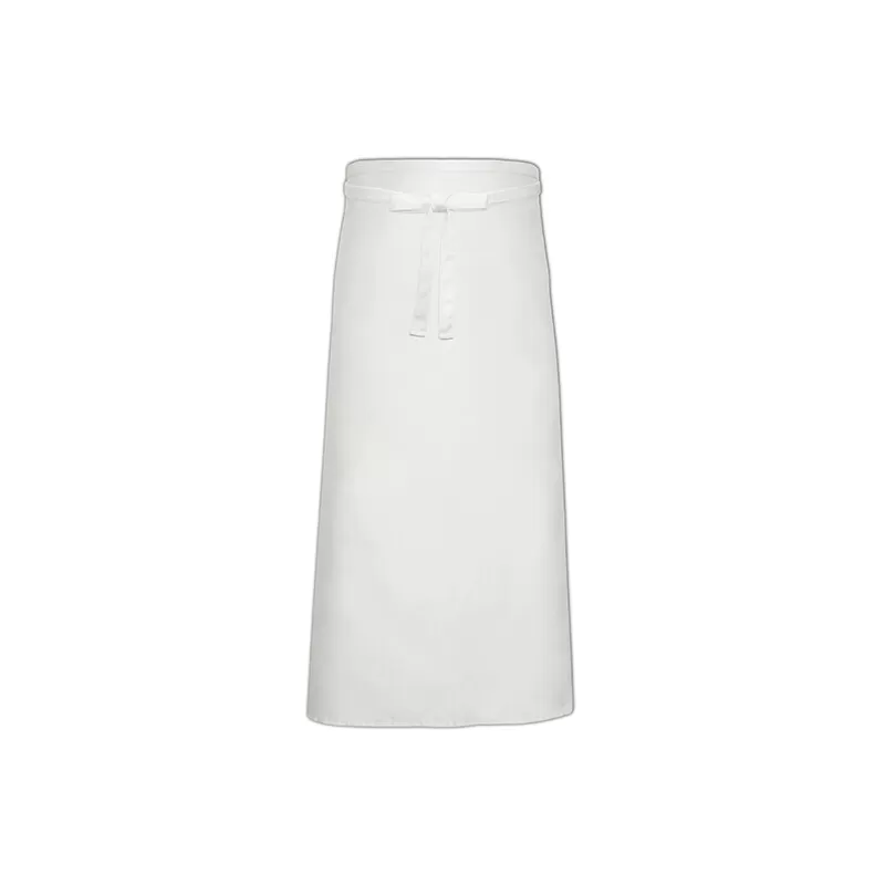 Tablier de bistro long sans poche fabriqué en Europe en polycoton sergé, 240 g/m²