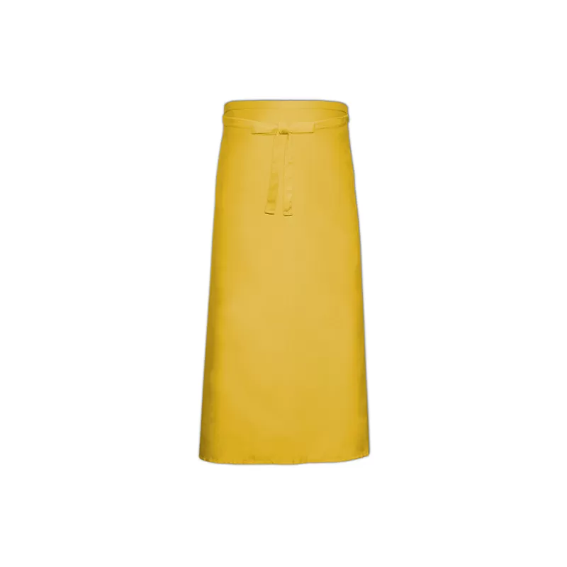 Tablier de bistro long sans poche fabriqué en Europe en polycoton sergé, 240 g/m²