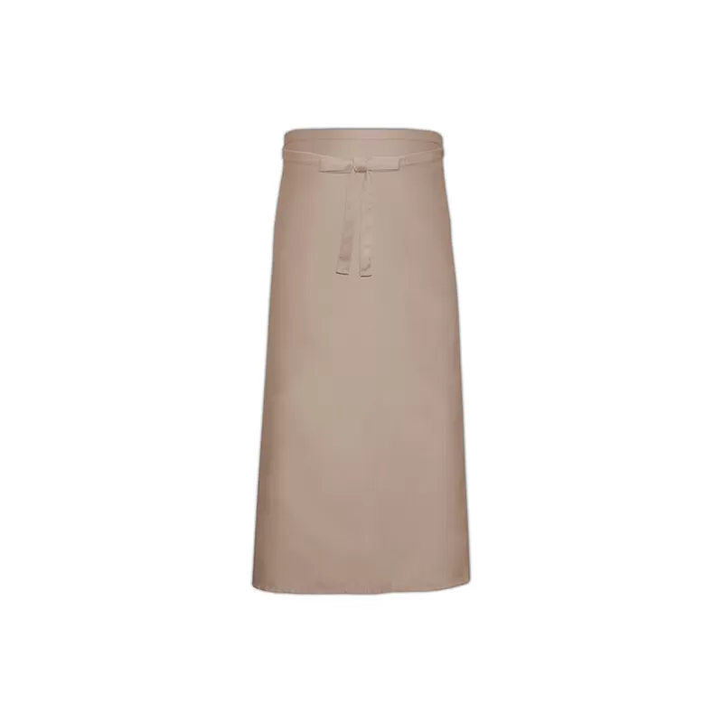 Tablier de bistro long sans poche fabriqué en Europe en polycoton sergé, 240 g/m²