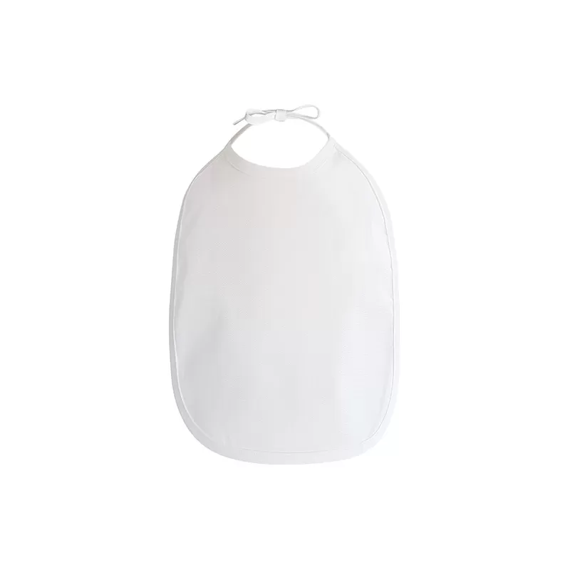 Bavoir bébé en polyester et coton finition passepoil, fermeture cordon, 220 g/m²
