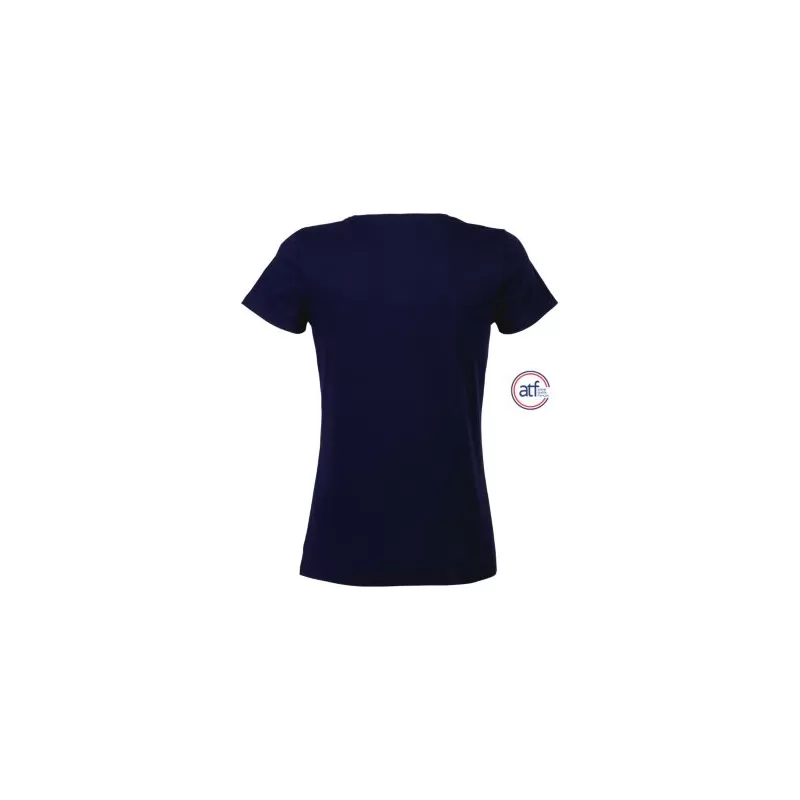 T-shirt femme col rond ajusté made in France, détail tricolore, 150 g/m²