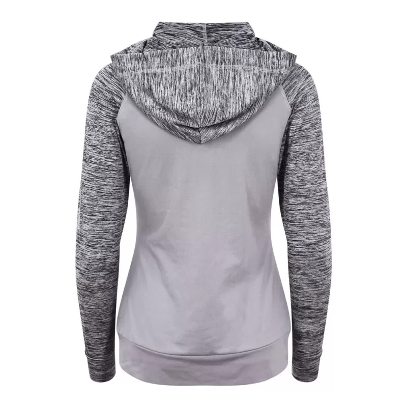Sweat femme zippé à capuche, manches raglan et contrastées, séchage rapide, 240 g/m²