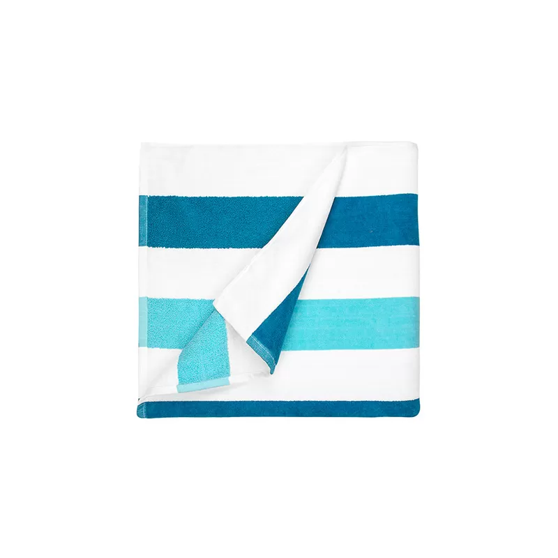 Serviette de plage rayée en coton doux, format 90 x 190 cm, 550 g/m²